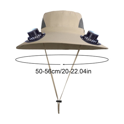 PALIFEUR Wide Brim Solar Fan Hat with 2 Solar Fan, Fan Built in Hat with Fans Solar Power, Solar Powered Fan Hat for Outdoor Fishing Travel, 3 Speed Adjustable Fan Hat White