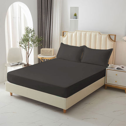 King Size Fitted Sheet, 100% Egyptian Cotton, Deep Pocket Premium Cotton Mattress Sheet,Double Bed Fitted Sheet Piece Non-Slip Fixed Bed Cover, Black
