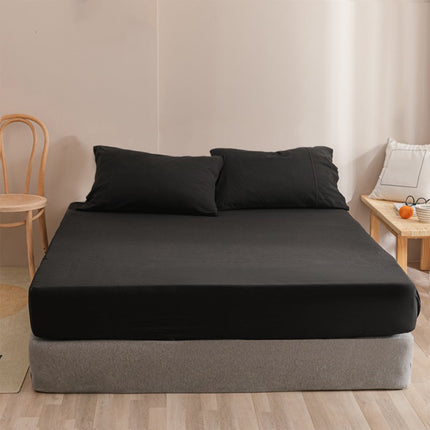 King Size Fitted Sheet, 100% Egyptian Cotton, Deep Pocket Premium Cotton Mattress Sheet,Double Bed Fitted Sheet Piece Non-Slip Fixed Bed Cover, Black