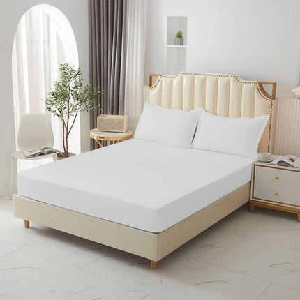 King Size Fitted Sheet, 100% Egyptian Cotton, Deep Pocket Premium Cotton Mattress Sheet,Double Bed Fitted Sheet Piece Non-Slip Fixed Bed Cover, White