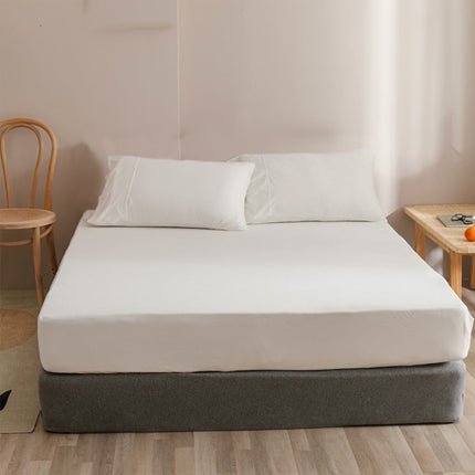 King Size Fitted Sheet, 100% Egyptian Cotton, Deep Pocket Premium Cotton Mattress Sheet,Double Bed Fitted Sheet Piece Non-Slip Fixed Bed Cover, White