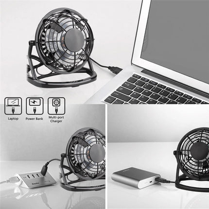 4 Inch USB Desk Fan Portable Mini Personal Cooling Fan for Office Dorm Computer Table Quiet Operation 3 Speed Adjustable Clip On Design Battery or Plug In