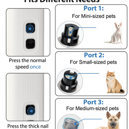 Dog Nail Drill - Electric Nail File - Cat Nail Trimmer - Pet Care - Paw Care - Nail Grinder - Dog Groomer - Animal Nail File - Cordless Design - Rechargeable Battery - With LED Lighting - Silent Motor - White - 1 Piece
