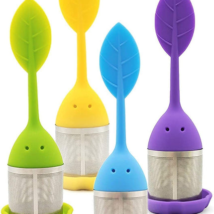 4 Pack Silicone Tea Infusers for Loose Tea, Silicone Tea Steeper Extra Fine Mesh Loose Tea Filter Silicone Lid Tea Cup Filter
