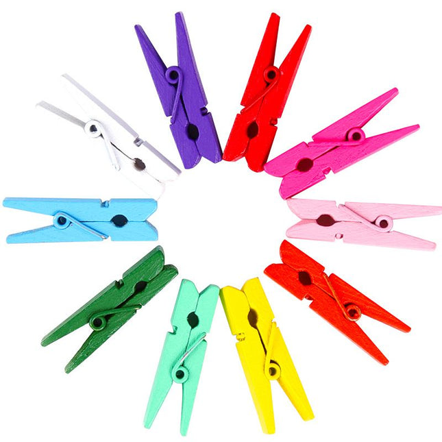 10pcs DIY handmade decorative wooden clip, colorful wooden clip, photo clip, hemp rope wooden clip, sealing clip Amazing Shopping