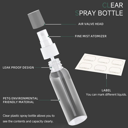 3Pack Small Spray Bottle 50ml, Clear Plastic Mini Spray Bottle, Empty Travel Spray Bottle for Face, Toner, Liquids, Essential Oils