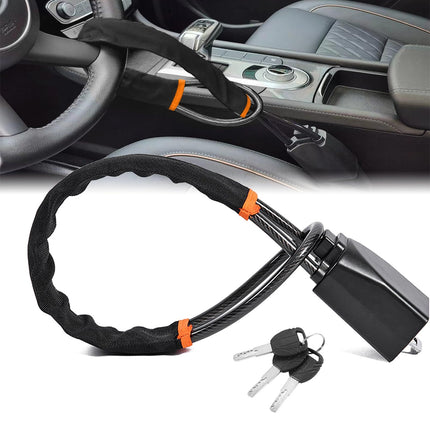 Car Steering Wheel Lock, Seat Belt Lock, Anti-Theft Device, Small and Light-Weight, Multi-Functional, Fit Most Vehicle, SUV, Golf Cart Security (Black)