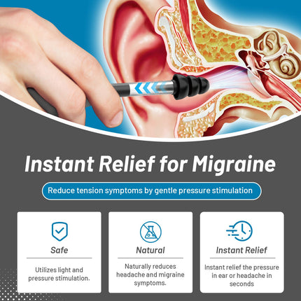 Ear Pressure Relief Device, Instant & Sustained Relief Migraine Ear, Instant Migraine and Headache Alleviation Through Targeted Inner Ear Stimulation (grey)