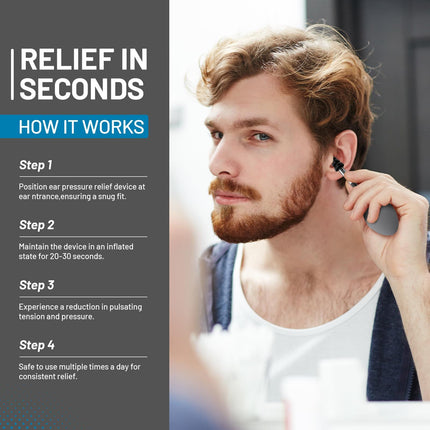 Ear Pressure Relief Device, Instant & Sustained Relief Migraine Ear, Instant Migraine and Headache Alleviation Through Targeted Inner Ear Stimulation (grey)