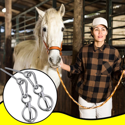 2 Sets Horse Tie Ring, Horse Tack and Supplies Horse Training Equipment Safe Horse Accessories with Eye Bolt, Tie Rings (Silver)