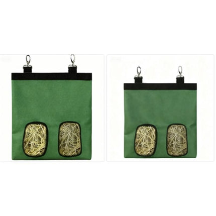 2pcs Rabbit Hay Feeder Bag Guinea Pigs Hanging Hay Rack Manger Holder Dispenser Small Animal Feeder Storage Pouch for Bunny Chinchilla Hamster (Green, 2 Windows) Amazing Shopping