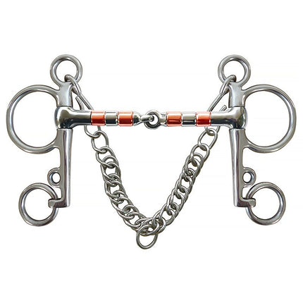 Horse Bit Snaffle Bit for Horse Training Outdoor Horse Accessories Horse Chewing Bit Equestrian Metal with Hooks, Curb Chain