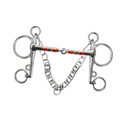 Horse Bit Snaffle Bit for Horse Training Outdoor Horse Accessories Horse Chewing Bit Equestrian Metal with Hooks, Curb Chain