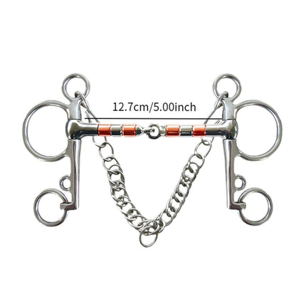 Horse Bit Snaffle Bit for Horse Training Outdoor Horse Accessories Horse Chewing Bit Equestrian Metal with Hooks, Curb Chain