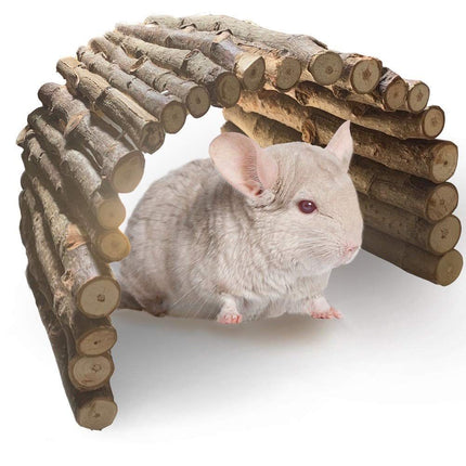 Guinea Pig Wooden Ladder Bridge Rabbits Hideout, House, Tunnel, Rodents Chew Toys for Bunny, Chinchillas, Hedgehogs, Ferrets,（20*10cm）