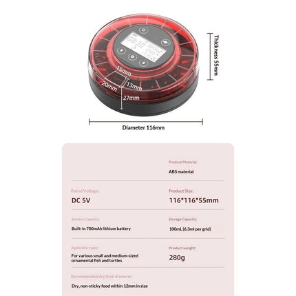 Automatic Fish Feeder for Aquarium - Moisture-Proof and Precision Feeding Betta Vacation Feeder, USB Rechargeable Auto Fish Food Dispenser with Timer,LCD Display