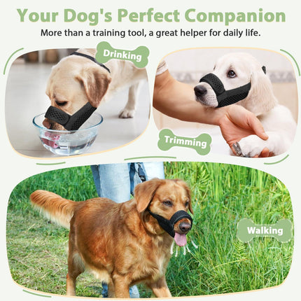 Dog mouth cover, used for chewing beauty, breathable, adjustable, allowing for large sips of water （black L）