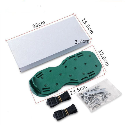Lawn Aerator Shoes Free-Installation Grass Aeration Shoes with Stainless Steel Shovel, Heavy Duty Lawn Aerator Spike Shoes Lawn Aeration Tool with Hook （green,29.5*12.8cm)