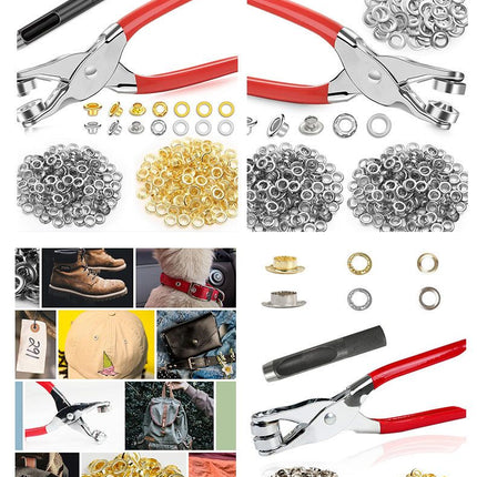 150Pcs 12mm Grommet Tool Kit, Grommet Kit, Eyelet Kit with Leather Hole Punch Pliers, 150 Metal Eyelets and Grommets in Gold and Silver for Leather, Shoes, Fabric, Belt