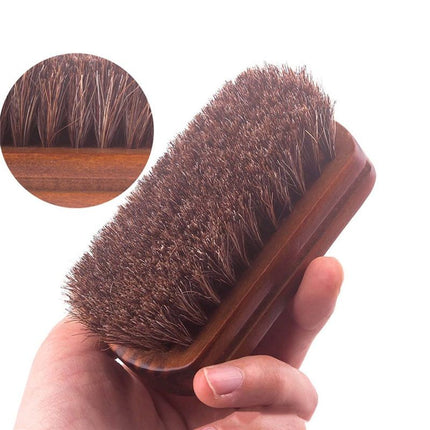 Classic Shoe Shine Brush- Leather Footwear Polish Horse Hair Brush-Horsehair Polishing Brush for Leather