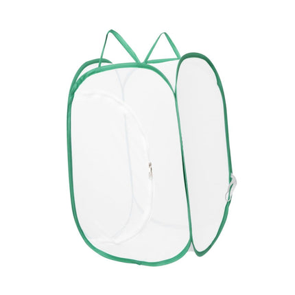 Insect and Butterfly Habitat Cage Terrarium Pop-up 24 Inches Tall with Zipper Protection or Housefly for Chicken and Reptile Feed, Green