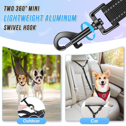 Dual dog leash, tangle free dual dog design 360 ° rotating, reflective walking training guidance, comfortable padded handle, can accommodate 2 dogs (black)