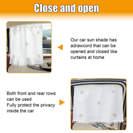 2 pack Car Side Window Sun Shade Privacy Curtain for Baby - Blackout UV Protection Car Window Shades with Suction Cup for Back Seat - Cute Auto Camping Windows Screen Shades (Five Small Flowers)