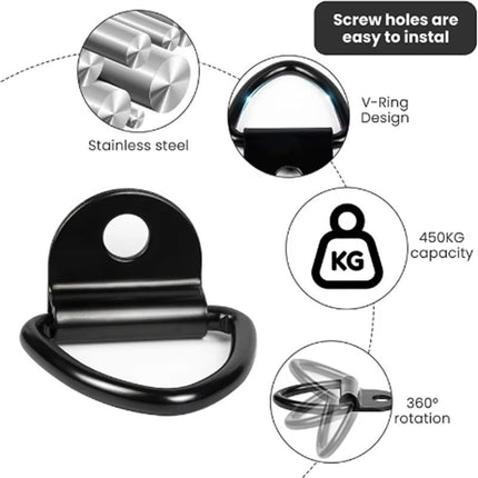 10 Pack Bed Tie Down Anchors V Rings 992lb Surface Mounting On Bed Desk Rail for Trailer Cargo Truck Hook Bolt Anchor Point Lashing V-Ring