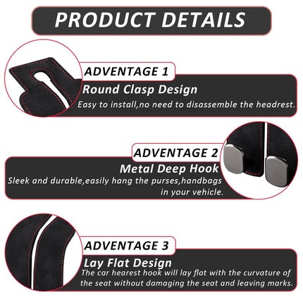 4 pack Car Hooks, Headrest Hook for Car, Car Seat Hooks for Purses and Bags,Purse Hooks fits Car Seat Suitable for Bags (Black-4 Pack)