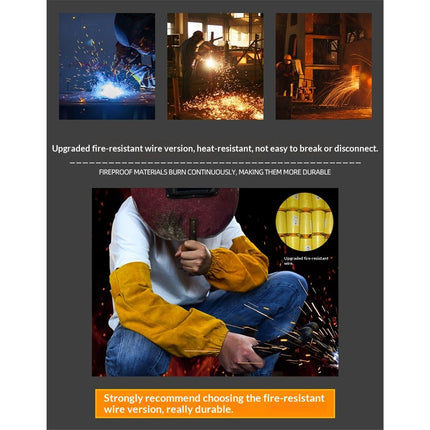 Leather Welding Work Sleeves for Men&Women - Heat&Flame Resistant Arm Protection with Stitching and Cotton Lining