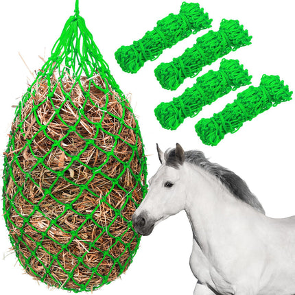 4 Pcs Hay Bags for Horses 40 Inch Slow Feed Hay Nets Bag for Horses Goats Sheep Oxford Hanging Feeder Feeding Supplies for Trailer and Stall Easy to Fill and Hang(Green)