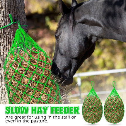 4 Pcs Hay Bags for Horses 40 Inch Slow Feed Hay Nets Bag for Horses Goats Sheep Oxford Hanging Feeder Feeding Supplies for Trailer and Stall Easy to Fill and Hang(Green)