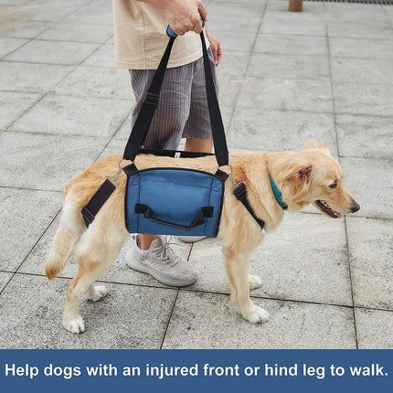 Dog Carry Sling, Emergency Backpack Pet Legs Support & Rehabilitation Dog Lift Harness for Nail Trimming, Dog Carrier for Senior Dogs Joint Injuries, Arthritis, Up and Down Stairs(L, Blue)