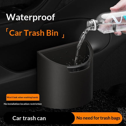 Leakproof Car Trash Can,Mini Car Trash Bin for SUV and Truck,Small Removable Liner Garbage Can,Waterproof Automotive Trash Can for Vehicle,Home,Office,Multipurpose,Easy to Clean (Black)