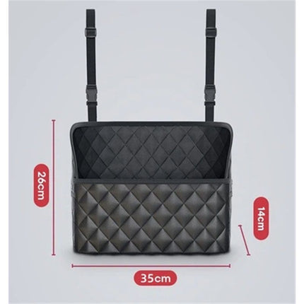 Car Purse Holder - Durable Leather Seat Back Organizer, Front Seat Storage Barrier, Pet & Kids Driver Storage Netting Pouch （Classic）