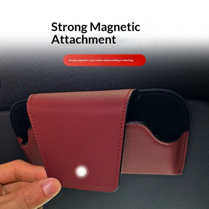 Magnetic car sun visor, sunglasses holder, car sun visor, sunglasses clip, General Motors interior accessories, storage box （red）