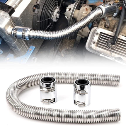 36" Stainless Steel Radiator Hose Flexible Universal Water Hoses Adapter Coolant Radiator Hose Kit With Caps（Random color）