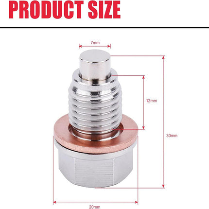 M16 x1.5 Magnetic Oil Drain Plug Stainless Steel Oil Pan Drain Bolt Replacement , Mini 1pcs Crush Washer Gaskets Replacement