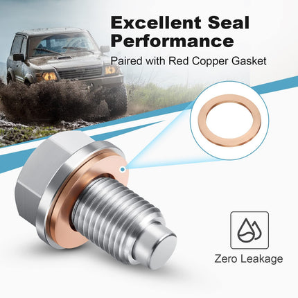 M16 x1.5 Magnetic Oil Drain Plug Stainless Steel Oil Pan Drain Bolt Replacement , Mini 1pcs Crush Washer Gaskets Replacement