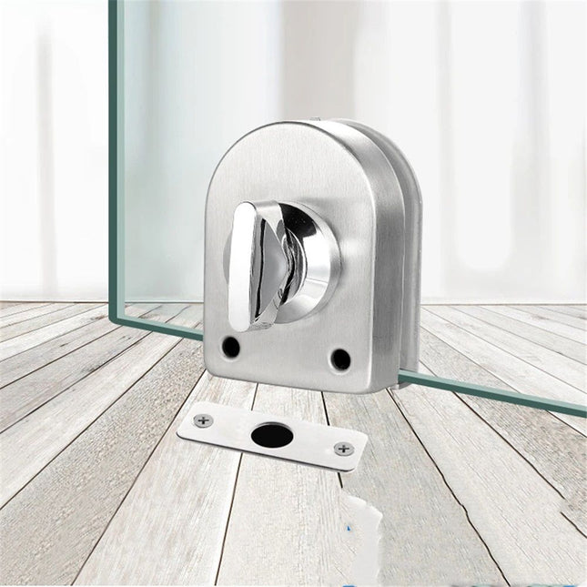 Fits on  Glass door lock Stainless Steel Glass Door Lock Floor Latch Lock Bolt Ground Lock for Bathroom Toilet Shop Glass Doors