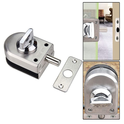 Fits on  Glass door lock Stainless Steel Glass Door Lock Floor Latch Lock Bolt Ground Lock for Bathroom Toilet Shop Glass Doors