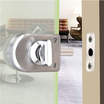 Fits on  Glass door lock Stainless Steel Glass Door Lock Floor Latch Lock Bolt Ground Lock for Bathroom Toilet Shop Glass Doors
