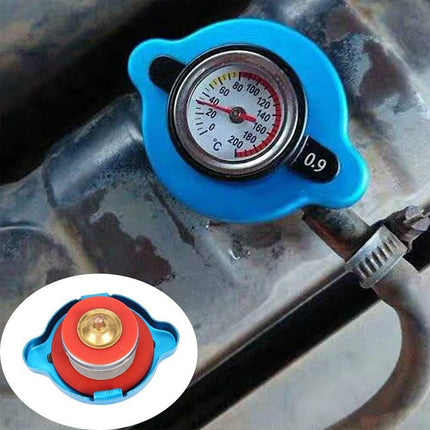 Thermostatic Radiator Cap, Universal Thermostatic Radiator Cap Water Tank Cover Leakproof W/Temperature Gauge(Big head 0.9bar)