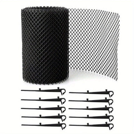 2-Pack Plastic Gutter Guard Mesh Roll 6” x 20Ft Rain Gutter Leaf Guard-Stop Clogged Gutters-with in total 20 Clip Fixed Hooks.DIY Gutter Protection.