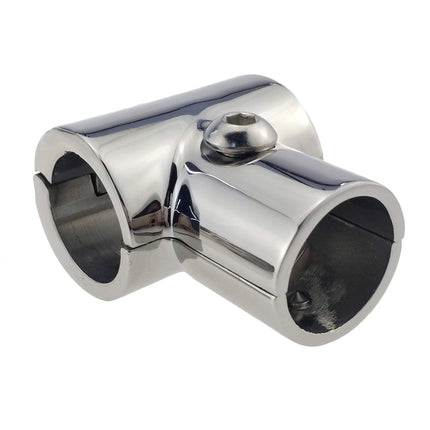 Heavy Duty 316 Boat Hand Rail Fitting- Polished 90 Degree T/Tee Hinged/Split Fitting 1" Tube, Handrail Structural Pipe Fitting