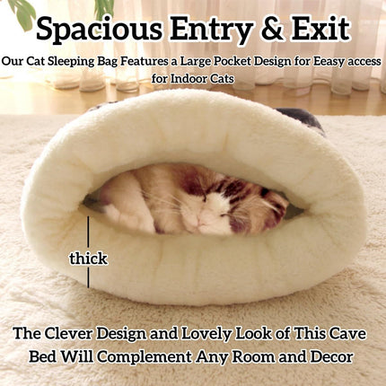 Cat Bed Cave Sleeping Bag, Pet Mat Warming Pad Sack for Cats and Small Dog,Burrowing Cozy Soft Comfortable Bed(for Small and Medium Cats)