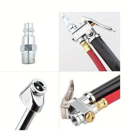 10-120 PSI Heavy Duty Tire Pressure Gauge with Inflator Air Chuck with Pressure Gauge with 4 Way Tool and Valve Cores Air Compressor Attachments Tire Inflator Nozzle for Car Automotive Truck