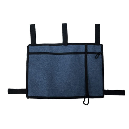 Bag Basket with Cup Holder Suit for Adult Folding Walkers Rollator Organizer Carry Storage Pouch Water-Resistant Armrest Accessories for Seniors, Elderly, Handicap, Blue