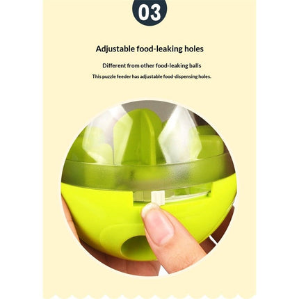 Dog & Cat Interactive Mental Stimulation Toy, Puzzle Treat Ball , Slow Feeding Ball,Puppy Herding Egg Treat Dispenser Tumbler (Green,oniy box)
