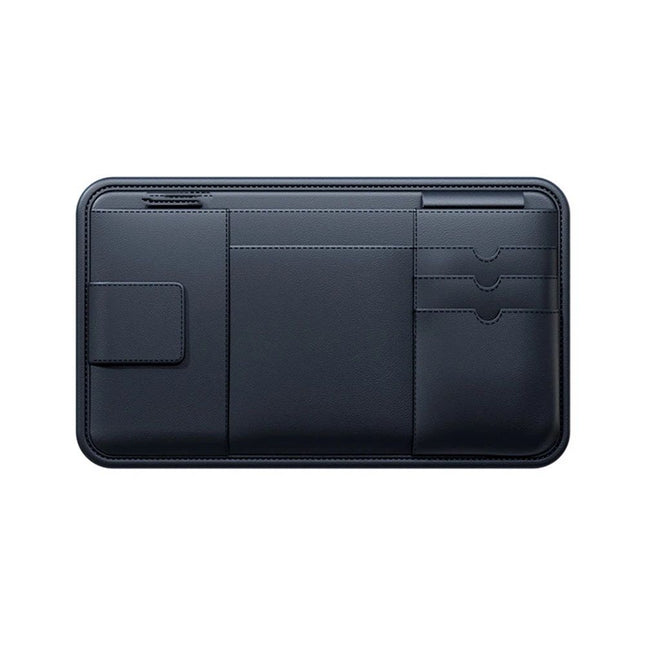 Car Visor Organizer, Premium Leather Sunglasses & Card Holder for Cars, Registration/Insurance Slot, Credit Card Pockets, Automotive Interior Organizer for Car Sun Visor (Black Leather)